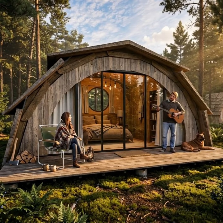 Cabaña suite-barco con terraza en el bosque